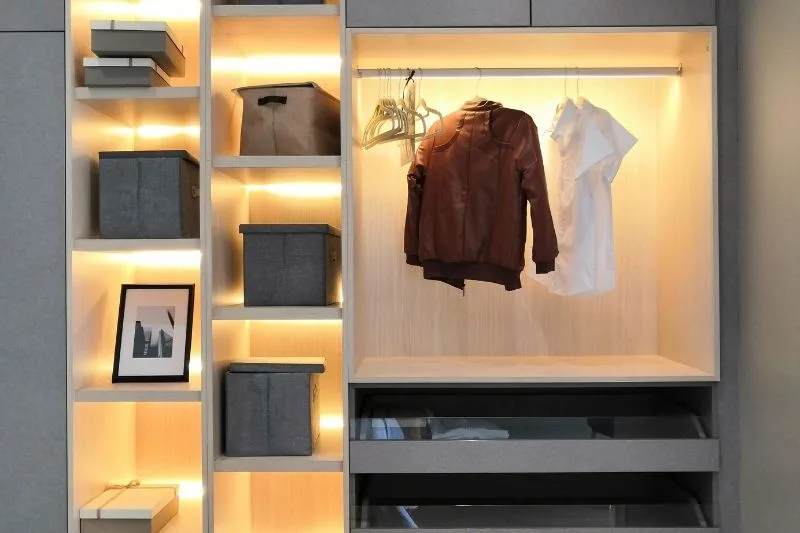 Modern Minimalist Wardrobe with Accent Lighting