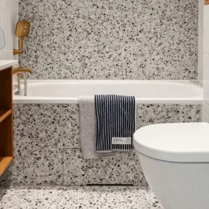 Minimalist Toilet with Terrazzo Design